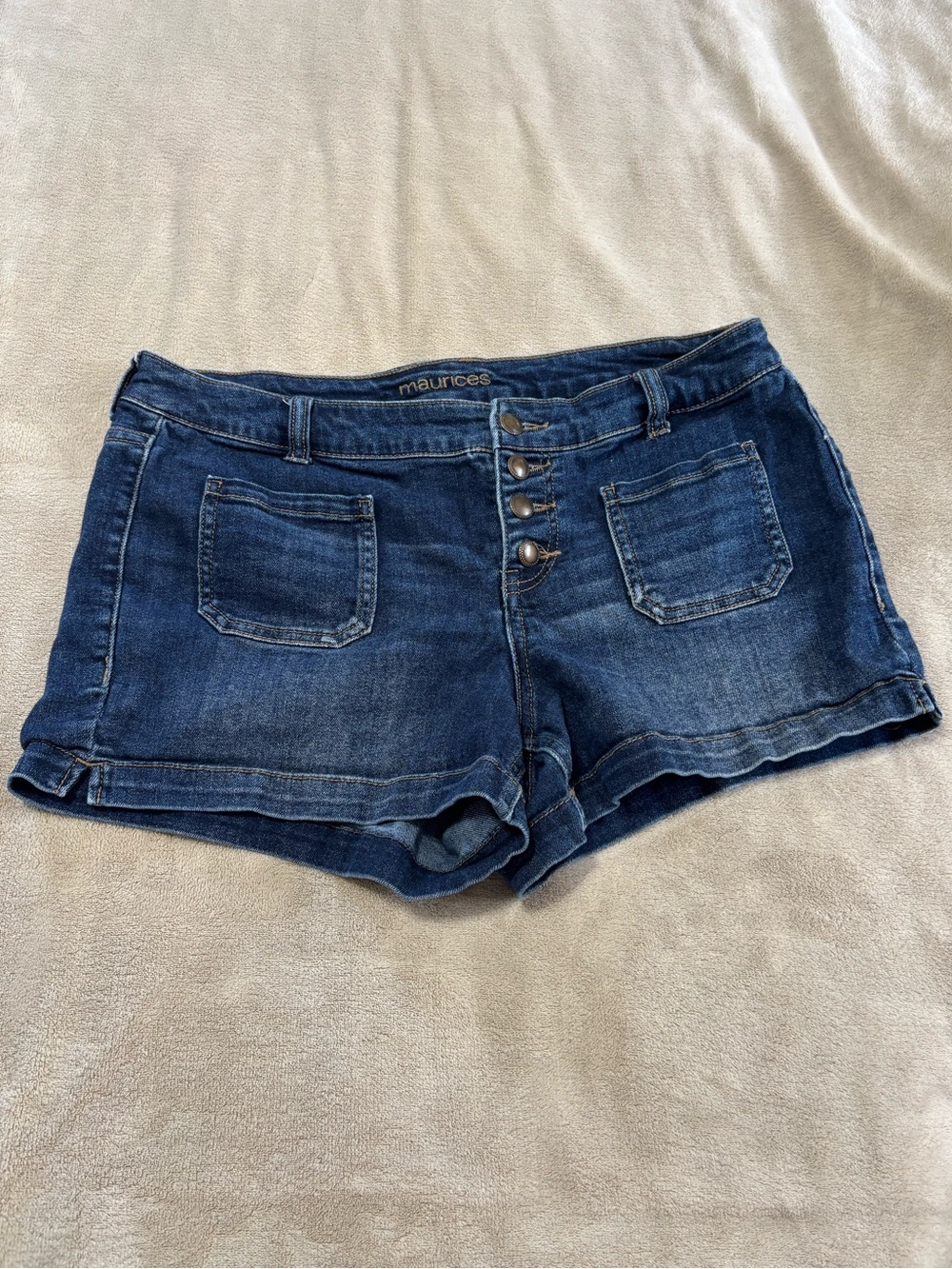 Maurices Dark Indigo Button-Front Denim Shorts